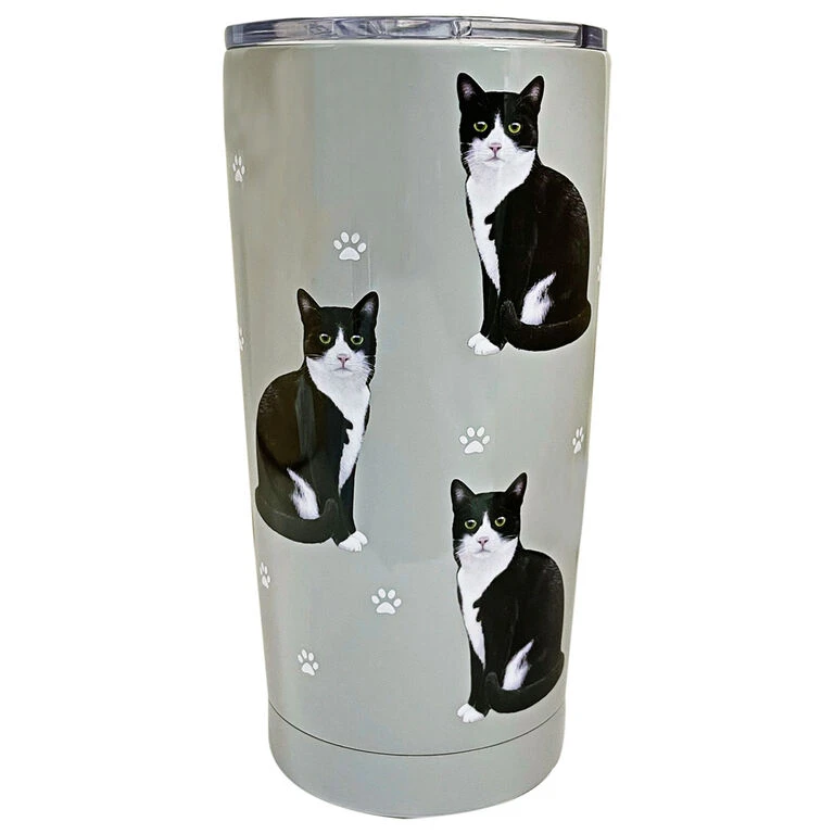 E&S Pets Tuxedo Cat Stainless Steel Tumbler, 20 Oz. 3 E&S Pets Tuxedo Cat Stainless Steel Tumbler, 20 Oz.