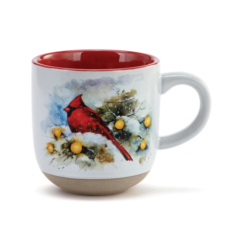 Cardinal On Snow Frosted Branch Mug And Matching Card 3 Cardinal On Snow Frosted Branch Mug And Matching Card