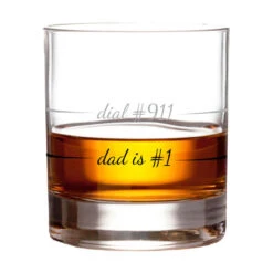 Dad Is #1 Dial #911 Rocks Glass, 10 Oz. -Hallmark Dad Is 1 Dial 911 Rocks Glass PRC6012 03