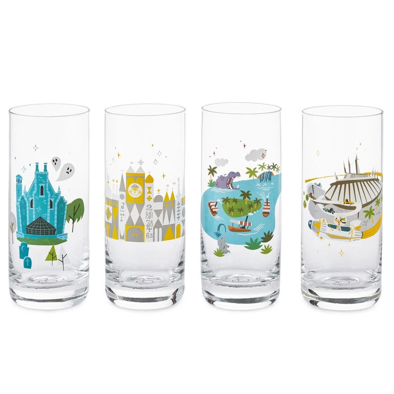 Hallmark Walt Disney World 50th Anniversary Park Attractions Glasses, Set Of 4 3 Hallmark Walt Disney World 50th Anniversary Park Attractions Glasses, Set Of 4