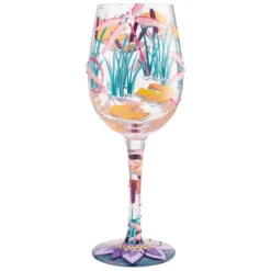 Lolita Dragonfly Magic Handpainted Wine Glass, 15 Oz. -Hallmark Dragonflies and Cattails Handpainted Wine Glass 6009218 02