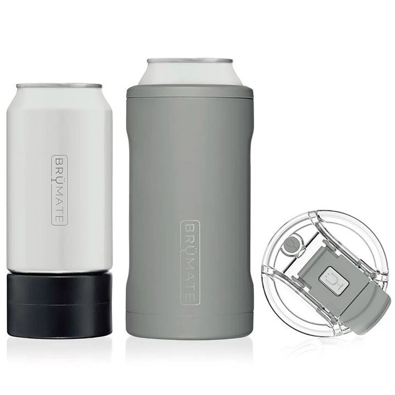 BruMate Matte Gray Stainless Steel 3-in-1 Can Cooler, 12/16 Oz. 3 BruMate Matte Gray Stainless Steel 3-in-1 Can Cooler, 12/16 Oz.