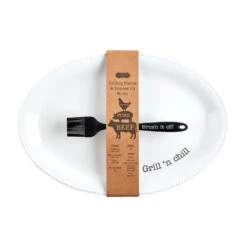 Mud Pie BBQ Serving Platter & Silicone Brush, Set Of 2