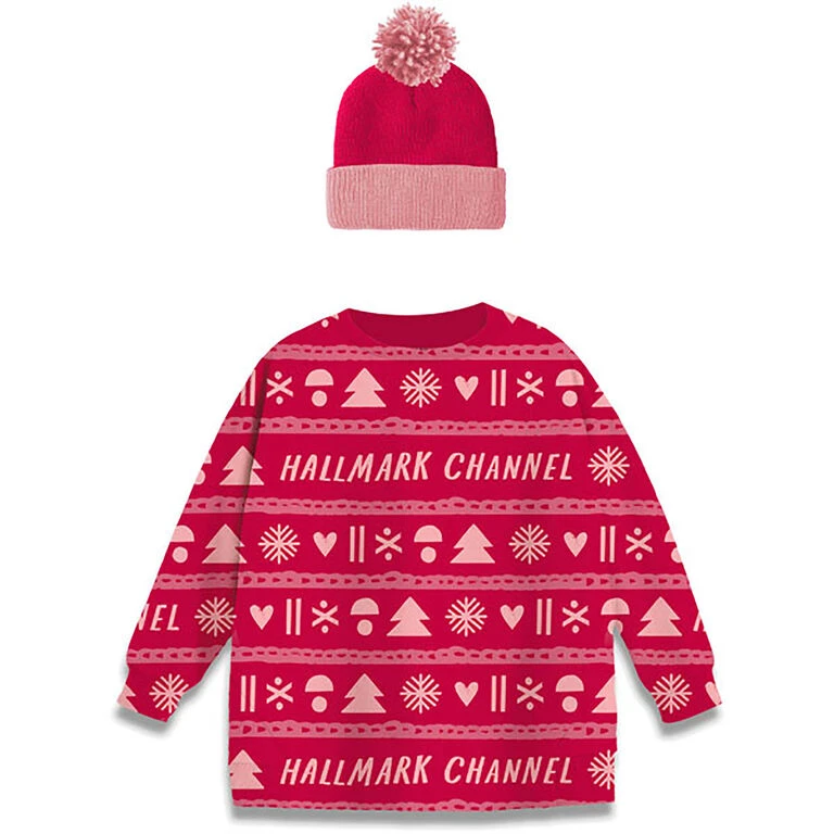 Hallmark Channel Knit Pattern Wine Sleeve And Hat, Set Of 2 3 Hallmark Channel Knit Pattern Wine Sleeve And Hat, Set Of 2