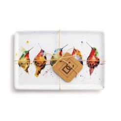 Hallmark -Hallmark Hummingbirds Illustration on White Ceramic Tray 1004610077 02