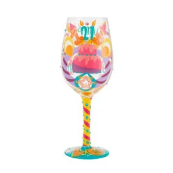 Lolita Happy 21st Birthday Handpainted Wine Glass, 15 Oz. 5 Lolita Happy 21st Birthday Handpainted Wine Glass, 15 Oz. -Hallmark Lolita 21st Birthday Wine Glass 6010248 02