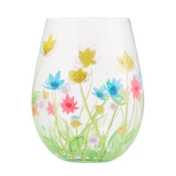 Lolita Field Of Dreams Handpainted Stemless Wine Glass, 20 Oz.