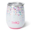 Swig Confetti Stainless Steel Stemless Wine Glass, 14 Oz. -Hallmark Mini Dots on White Insulated Stemless Wine Glass S102C14CN 01