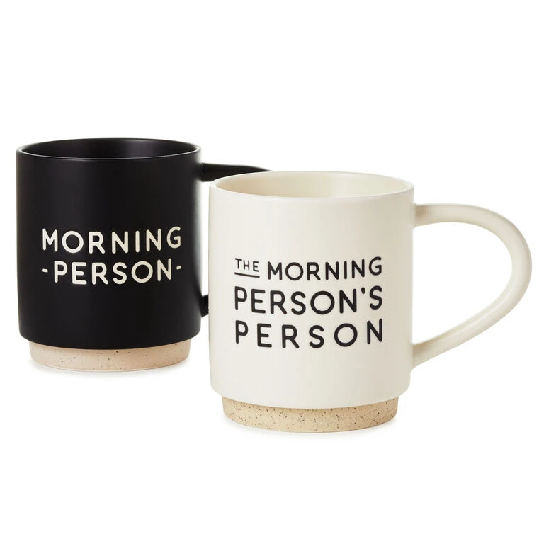 Hallmark Morning Person Stacking Mugs, Set Of 2 3 Hallmark Morning Person Stacking Mugs, Set Of 2