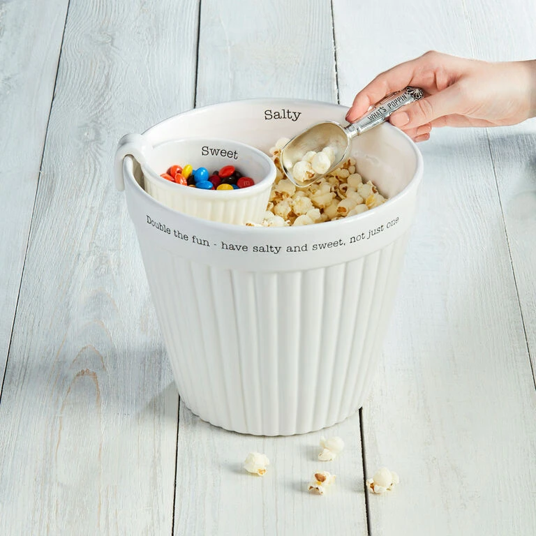 Mud Pie Popcorn And Candy Ceramic Bowl Set With Scoop 4 Mud Pie Popcorn And Candy Ceramic Bowl Set With Scoop - Image 2
