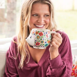 Natural Life Floral Hedgehog Sculpted Folk Mug, 16 Oz. -Hallmark Natural Life Floral Hedgehog Sculpted Mug MUG404 03