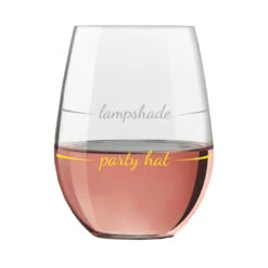 Party Hat Lampshade Stemless Wine Glass, 16 Oz. -Hallmark Party HatLampshade Stemless Wine Glass PWSC6003 03