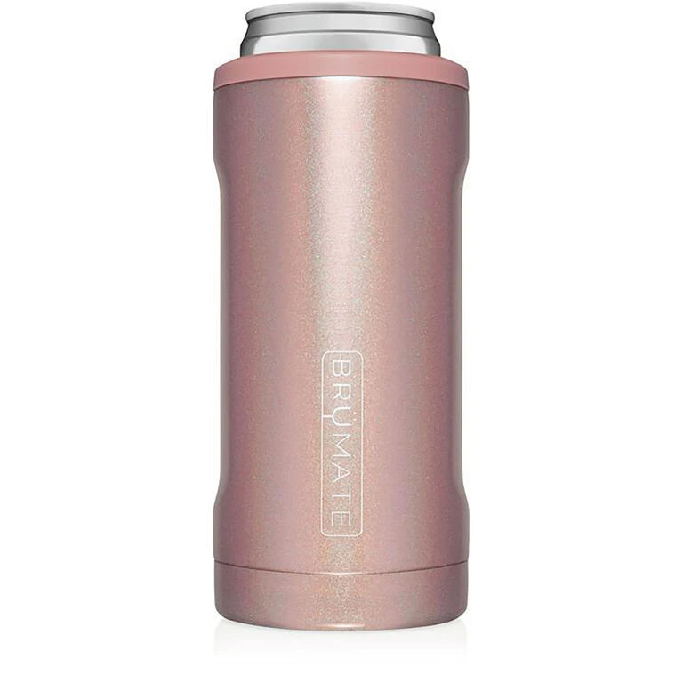 BruMate Glitter Rose Gold Stainless Steel Skinny Can Cooler, 12 Oz. 3 BruMate Glitter Rose Gold Stainless Steel Skinny Can Cooler, 12 Oz.