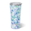 Swig Morning Glory Stainless Steel Tumbler, 22 Oz. -Hallmark Purple and Blue Floral Insulated Drinking Glass S102C22MN 01