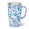 Swig Morning Glory Stainless Steel Travel Mug, 18 Oz. 1 Swig Morning Glory Stainless Steel Travel Mug, 18 Oz. -Hallmark Purple and Blue Floral Insulated Slim Travel Mug S102C18MN 01