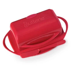 Red Butterie Flip-Top Butter Dish 8 Red Butterie Flip-Top Butter Dish -Hallmark Red Plastic FlipTop Butter Dish With Knife BTRRED1003 03