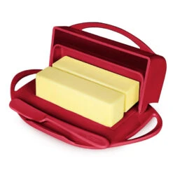 Red Butterie Flip-Top Butter Dish 9 Red Butterie Flip-Top Butter Dish -Hallmark Red Plastic FlipTop Butter Dish With Knife BTRRED1003 04