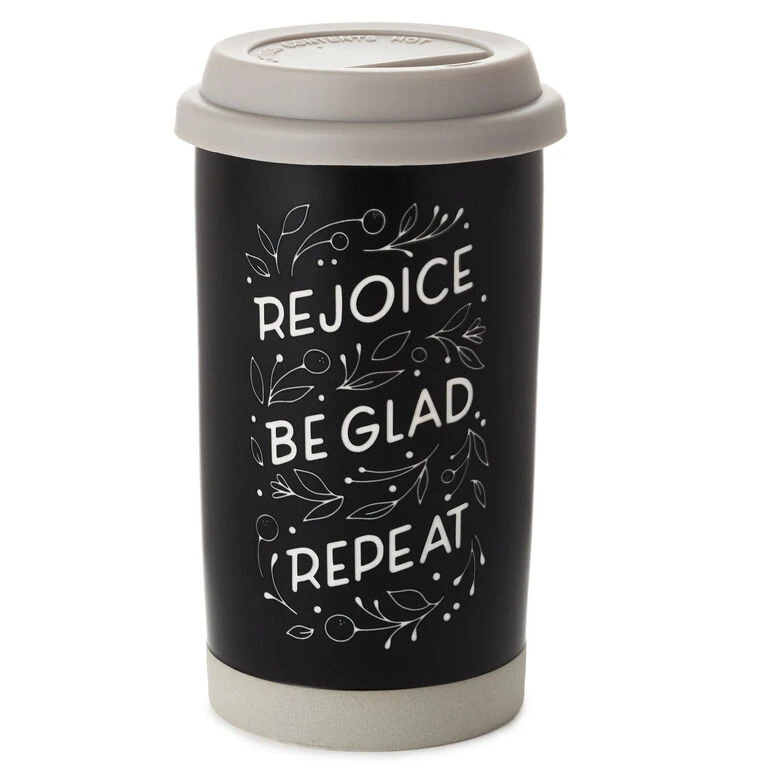 Hallmark Rejoice Repeat Ceramic Travel Mug, 12 Oz. 3 Hallmark Rejoice Repeat Ceramic Travel Mug, 12 Oz.