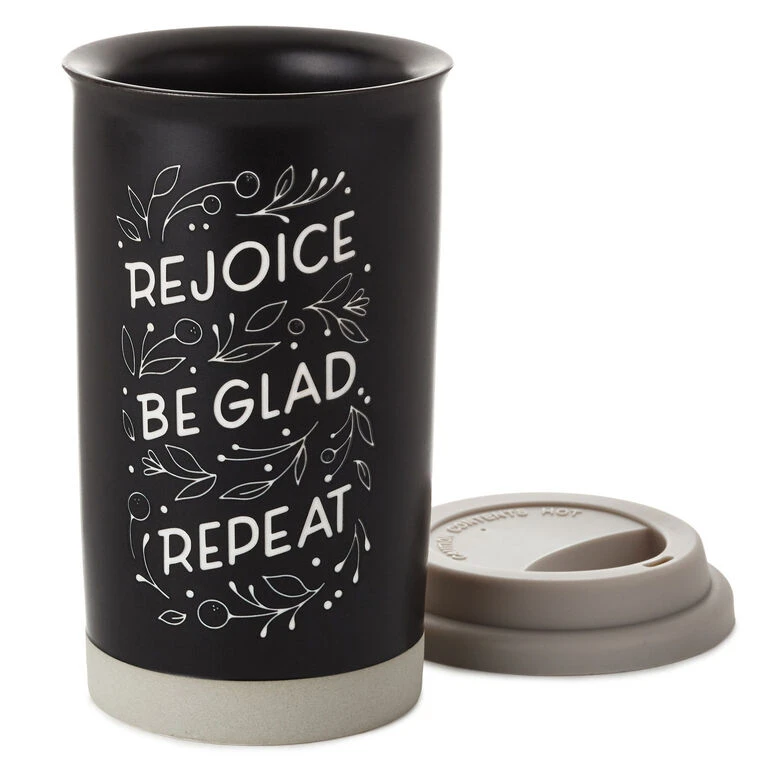Hallmark Rejoice Repeat Ceramic Travel Mug, 12 Oz. 5 Hallmark Rejoice Repeat Ceramic Travel Mug, 12 Oz. - Image 3