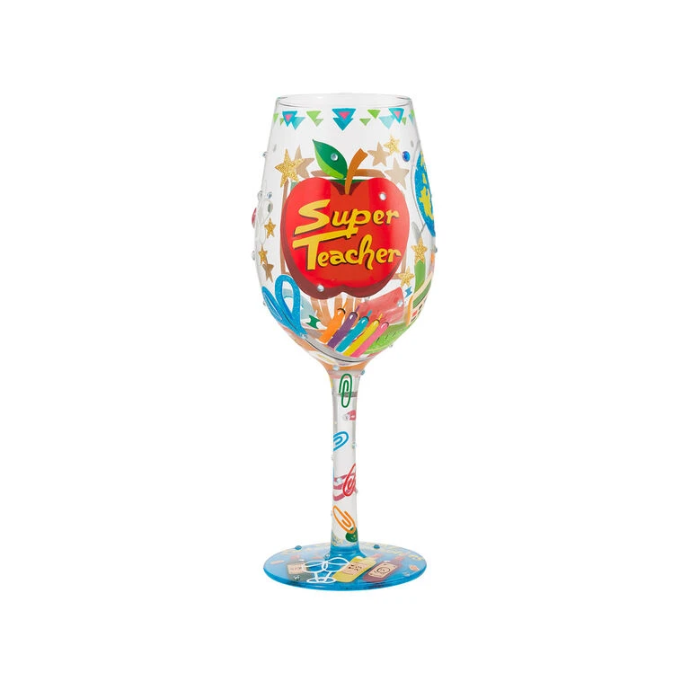 Lolita Super Teacher Handpainted Wine Glass, 15 Oz. 3 Lolita Super Teacher Handpainted Wine Glass, 15 Oz.
