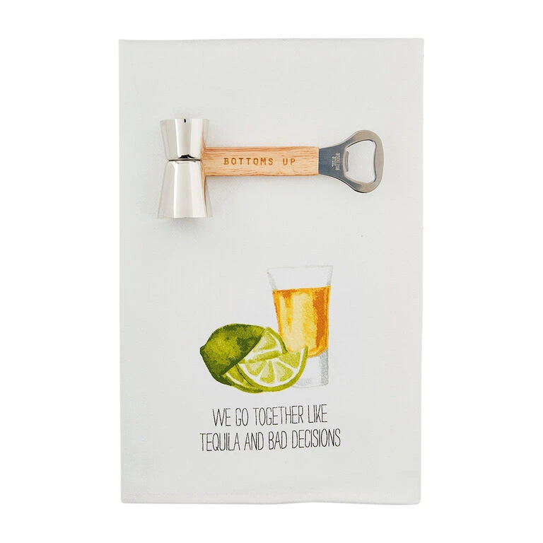Mud Pie Tequila Tea Towel And Bar Tool, Set Of 2 3 Mud Pie Tequila Tea Towel And Bar Tool, Set Of 2