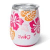 Swig Island Bloom Stainless Steel Stemless Wine Glass, 14 Oz. 1 Swig Island Bloom Stainless Steel Stemless Wine Glass, 14 Oz. -Hallmark Tropical Flowers Insulated Stemless Wine Glass S102C14PI 01