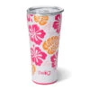 Swig Island Bloom Stainless Steel Tumbler, 32 Oz. 2 Swig Island Bloom Stainless Steel Tumbler, 32 Oz. -Hallmark Tropical Flowers on White Insulated Drinking Glass S102C32PI 01