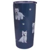 E&S Pets West Highland White Terrier Stainless Steel Tumbler, 20 Oz. -Hallmark Westies on Dark Blue Stainless Steel Tumbler 11545 01