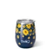 Swig Lazy Daisy Stainless Steel Stemless Wine Glass, 14 Oz. 2 Swig Lazy Daisy Stainless Steel Stemless Wine Glass, 14 Oz. -Hallmark Yellow Daisies on Blue Insulated Wine Cup With Lid S102C14LD 01