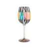 Lolita Love Your Stripes Handpainted Wine Glass, 15 Oz. -Hallmark Zebra Stripes Handpainted Wine Glass 6010156 01